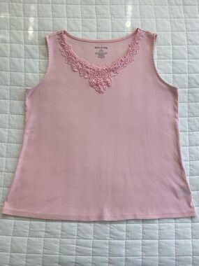Light Pink Lace-Trim Tank Top